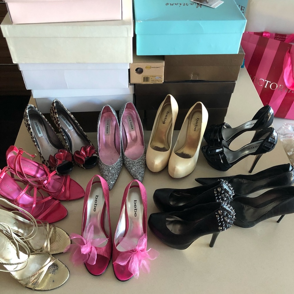 9 pair Bundle of Bebe, Steve Madden & Aldo Heels